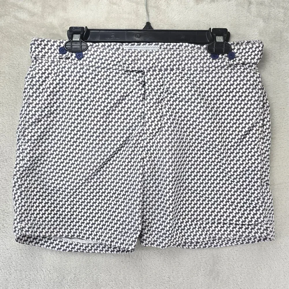 Frescobol Carioca Swim Shorts Trunks Mens 32 Lined White Geometric 5